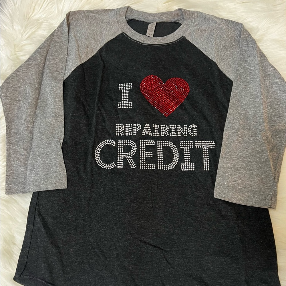 Brand New, Bling letters, 3/4 sleeve T-shirt, Size XS